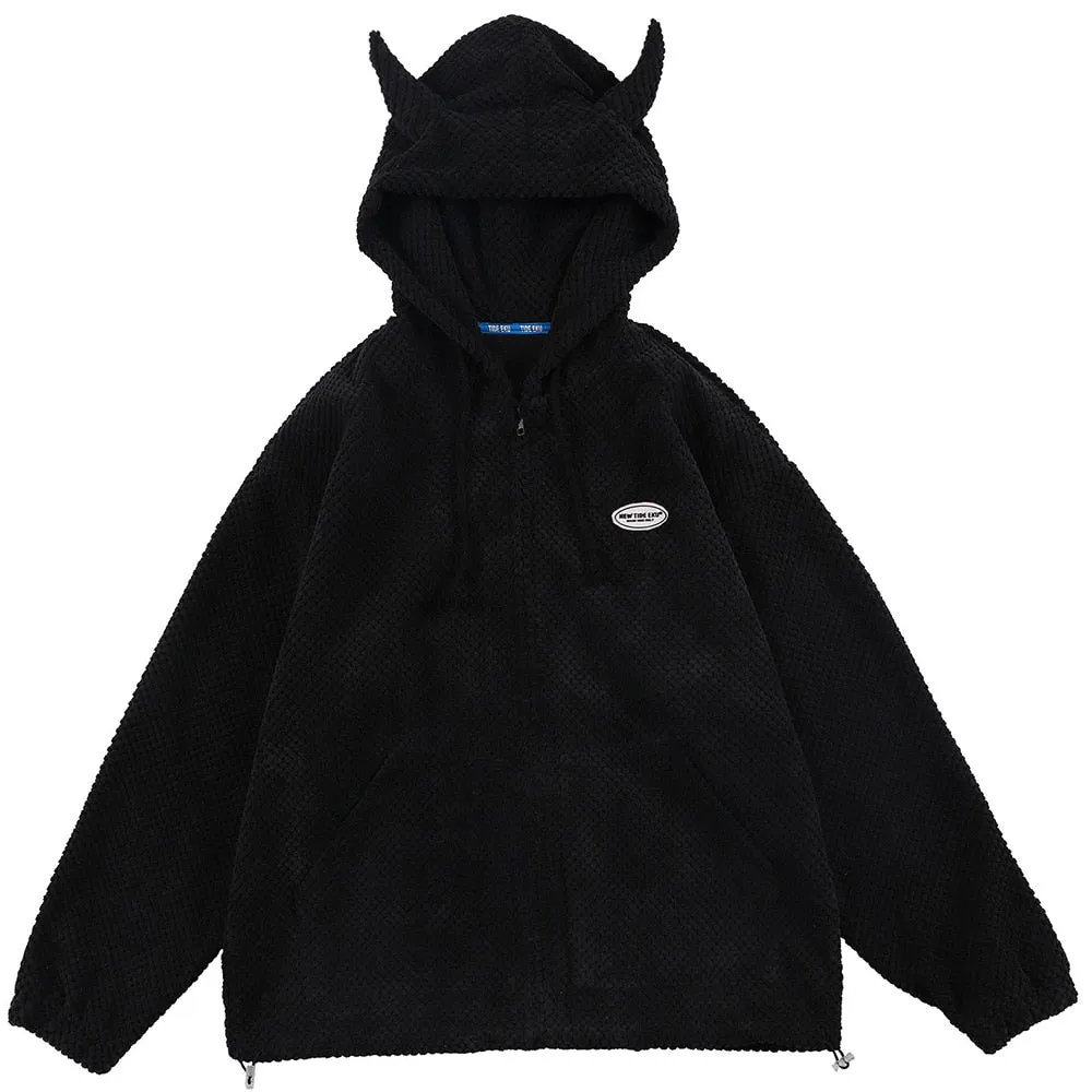 Mystical Green Hoodie Unisex with Demon Horns Maxct