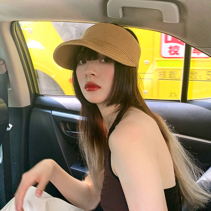 Maxct No Top Women's Summer Sun-Proof Travel Fashion Cover Face Straw Hat