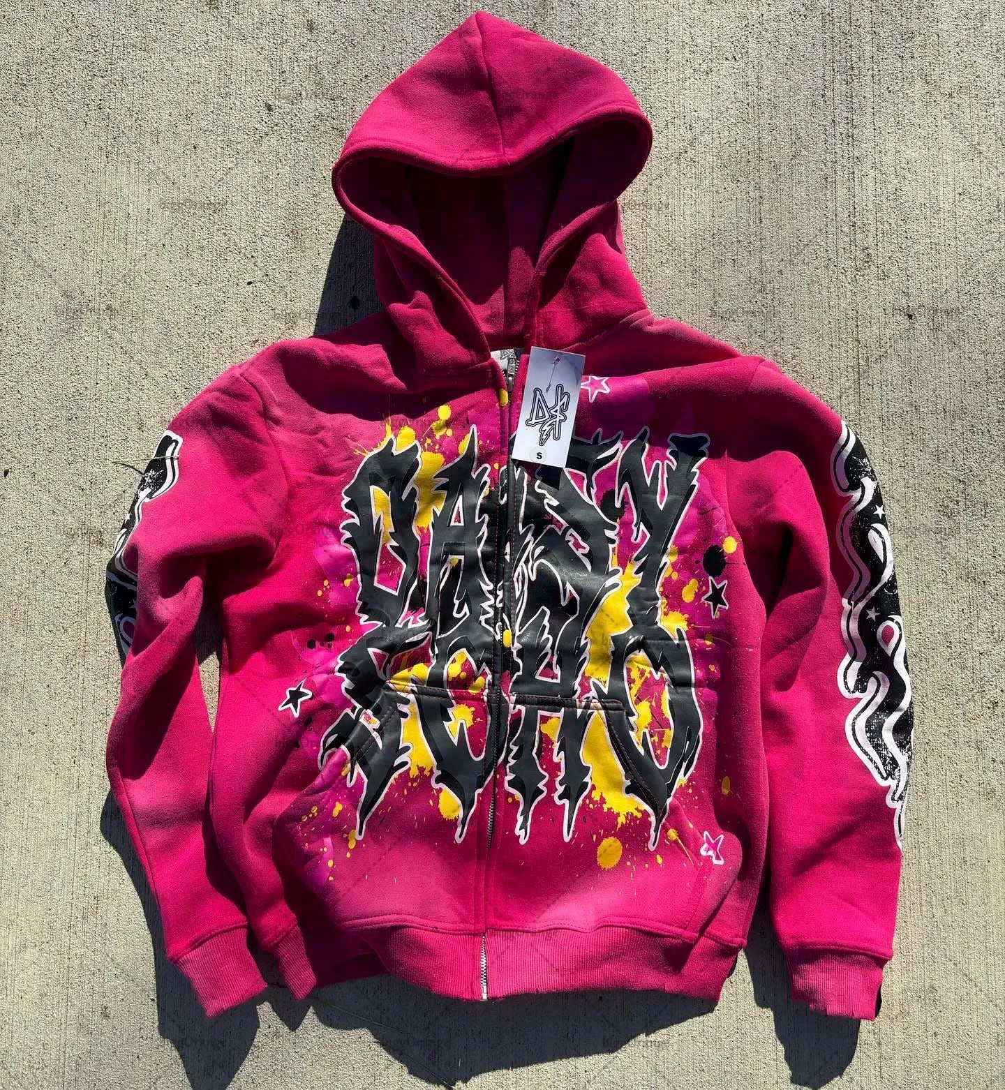 Maxct Fashion Trendy Color Letter Printed Oversize Hoodie Men's Y2K Spring and Autumn Retro Loose Pullover Sweatshirt Women's