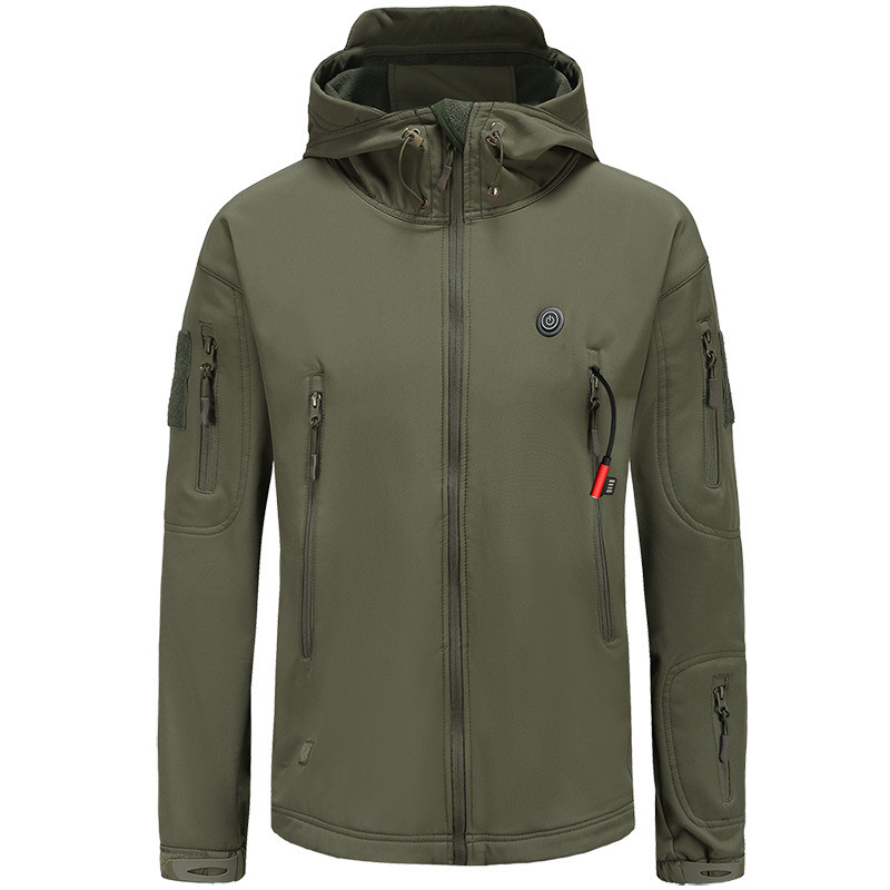 &Smart Heating Hooded Fleece-Lined Coat