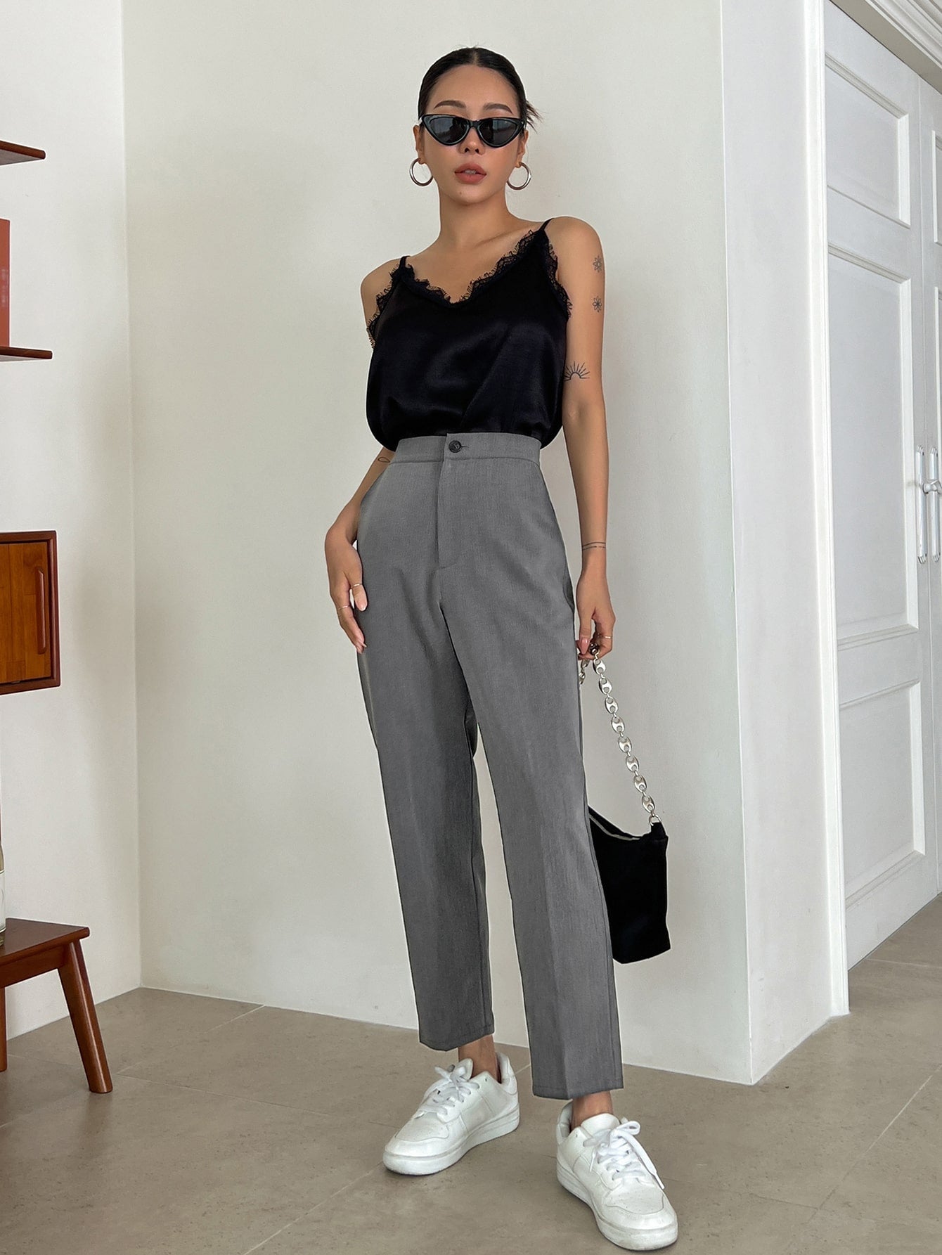 Maxct Solid High Waist Tailored Pants