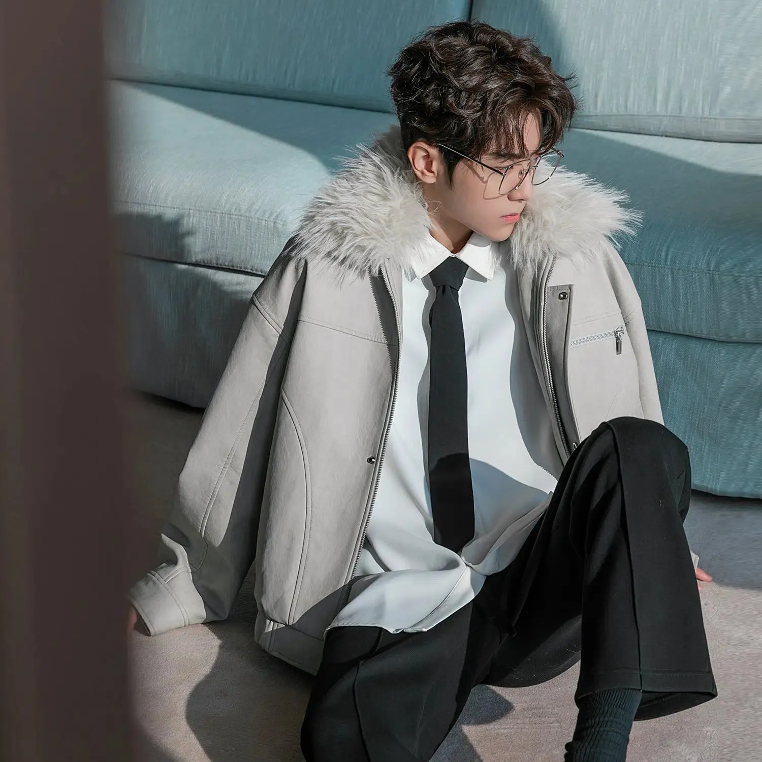 Maxct Detachable Collared Faux Fur Jacket