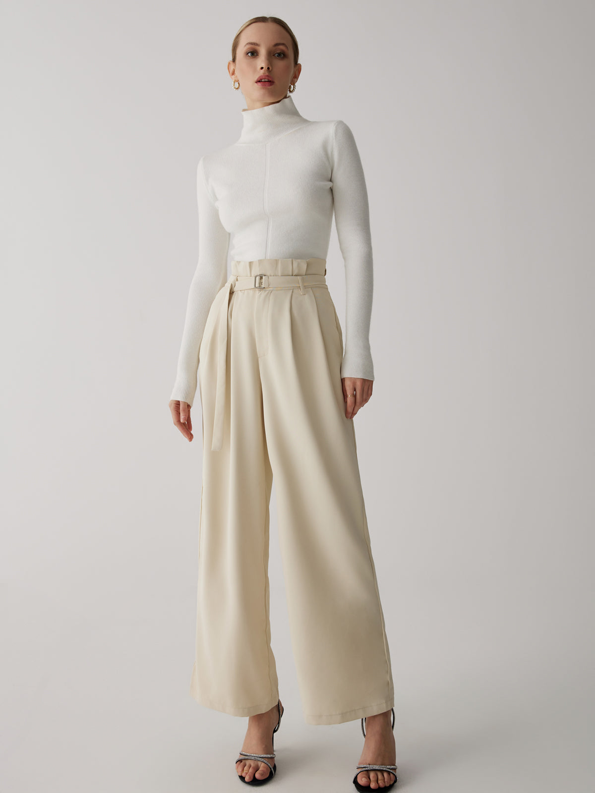 Maxct Wide-Leg Long Pants With Belt