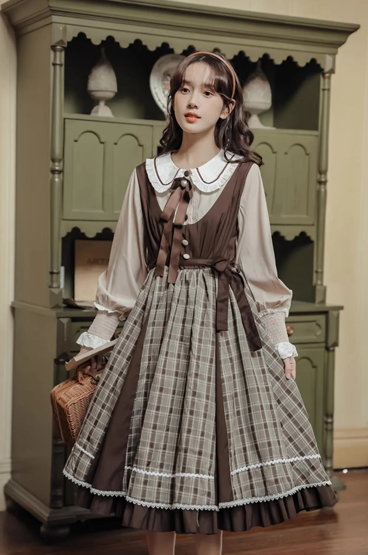 Mocca Plaid Twofer Midi Dress Maxct