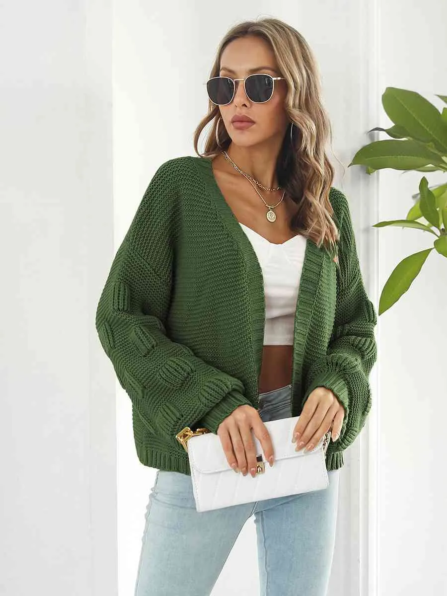Maxct &Open Front Ribbed Trim Cardigan