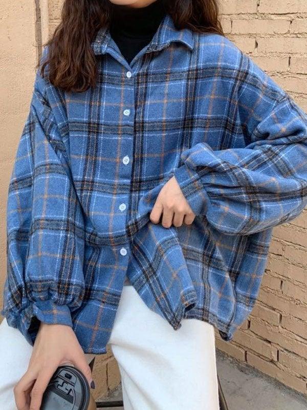 Maxct Checkered Print Button Blouse