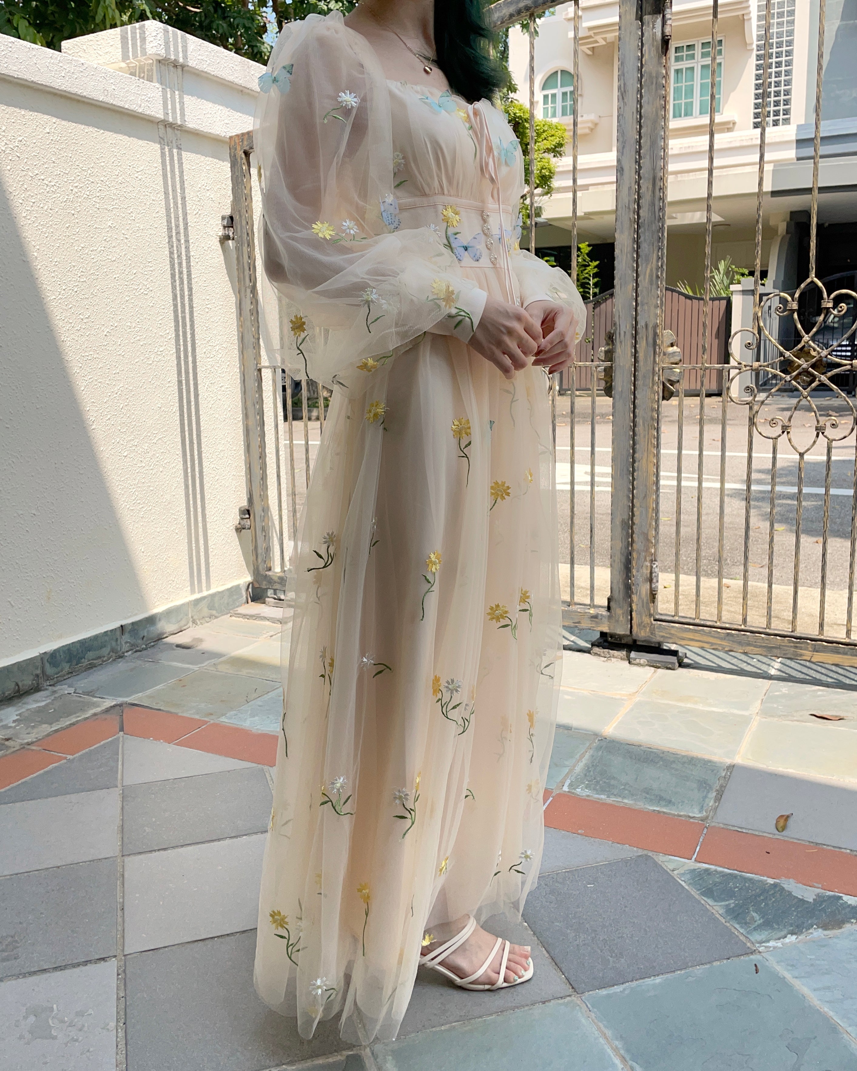 Butterfly Garden Tulle Maxi Dress Maxct