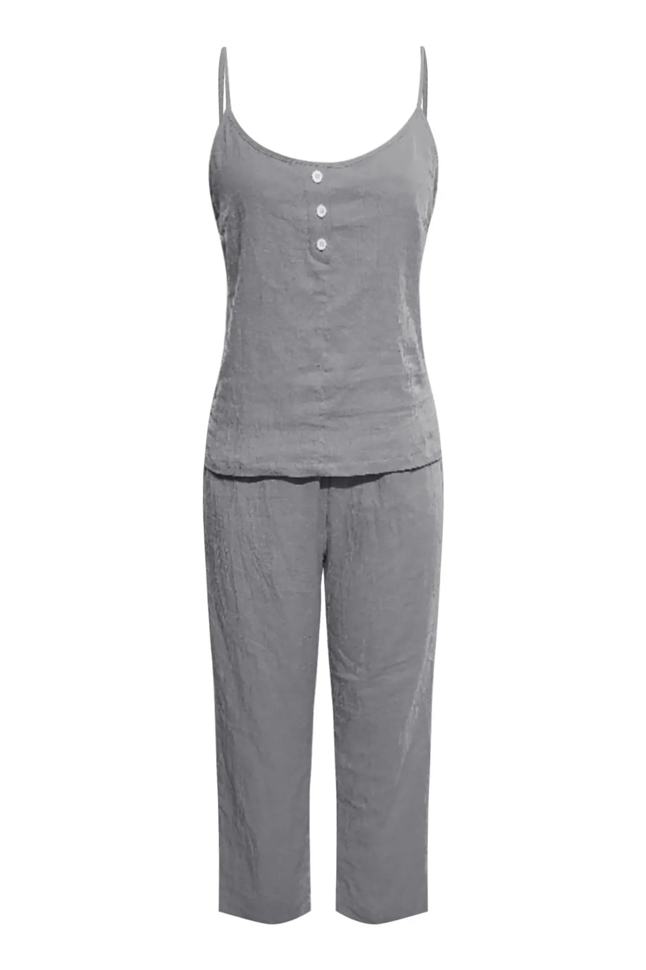 Maxct Solid Color Cotton Spaghetti Straps Long Pants Set