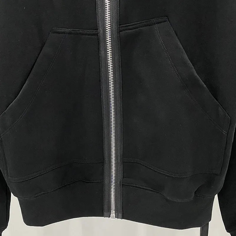 Black Hoodie Shark Zip-up Cotton for Men Maxct