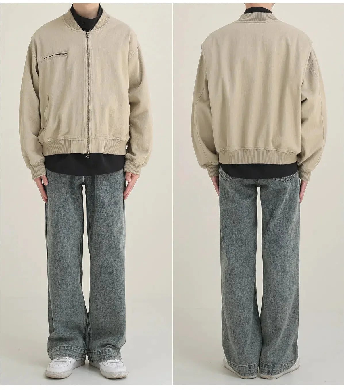 Maxct Washed Baseball Collar Short Jacket