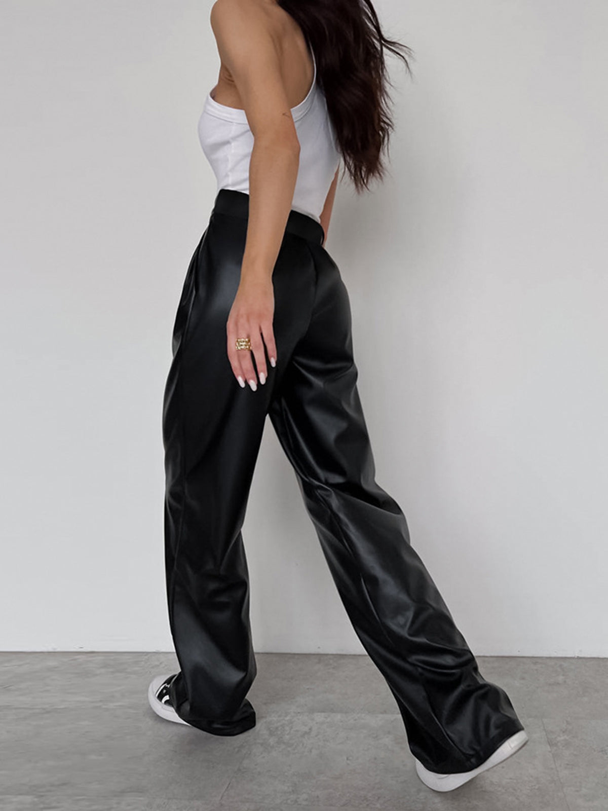 Maxct Faux Leather Wide Leg Pants
