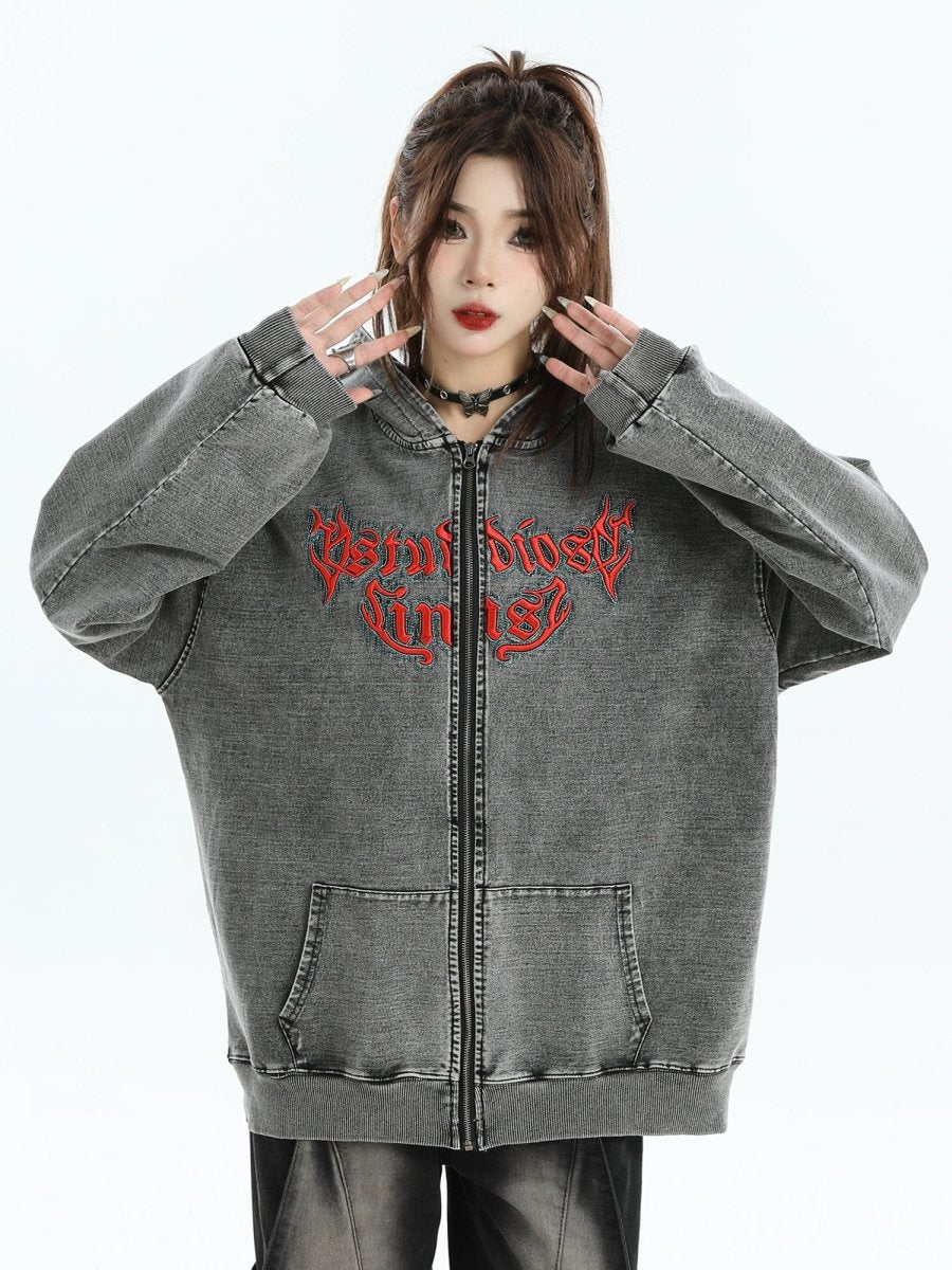Maxct [Insstudios] Gothic Letter Logo Denim Jacket Na1631