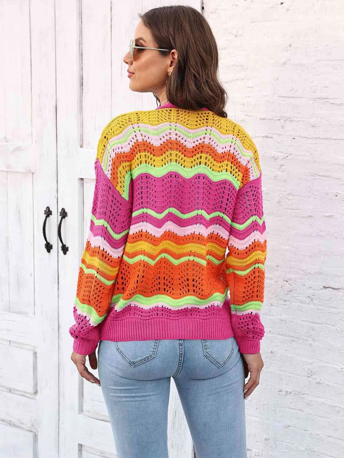 Maxct &Open Front Openwork Cardigan