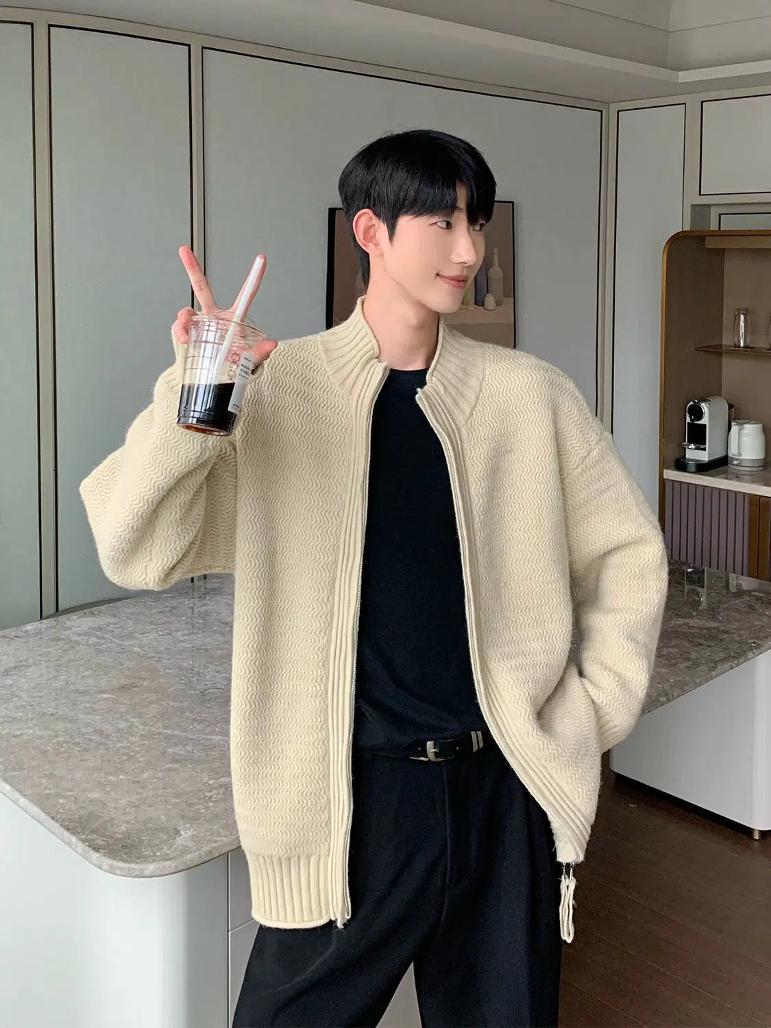 Maxct Basic Full Zip Cardigan Sweater