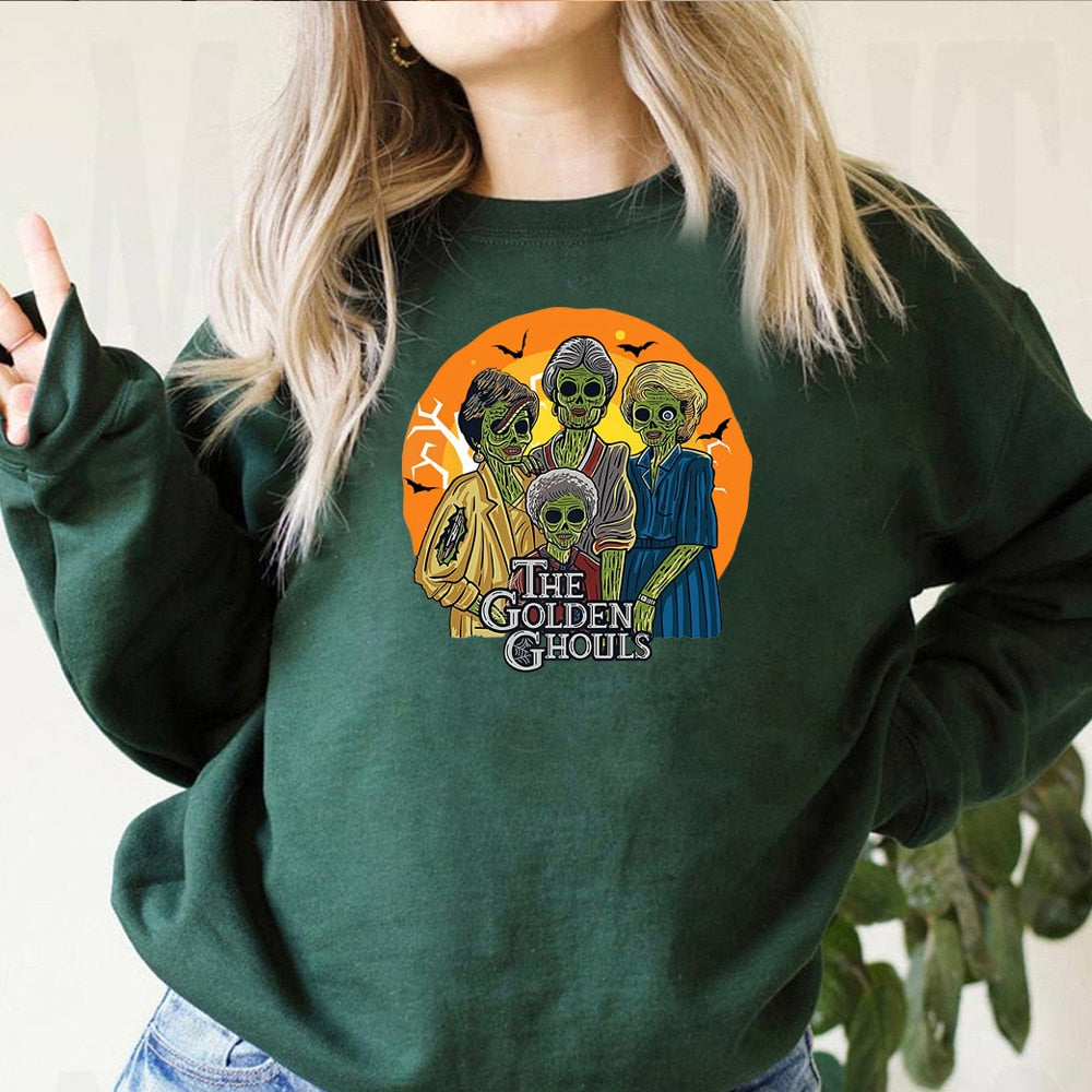 Maxct Halloween Awakecrm The Golden Ghouls Halloween Sweatshirt Tv Show Golden Gilrs Inspired Hoodie Funny Witch Vampire Pullover Halloween Sweatshirts