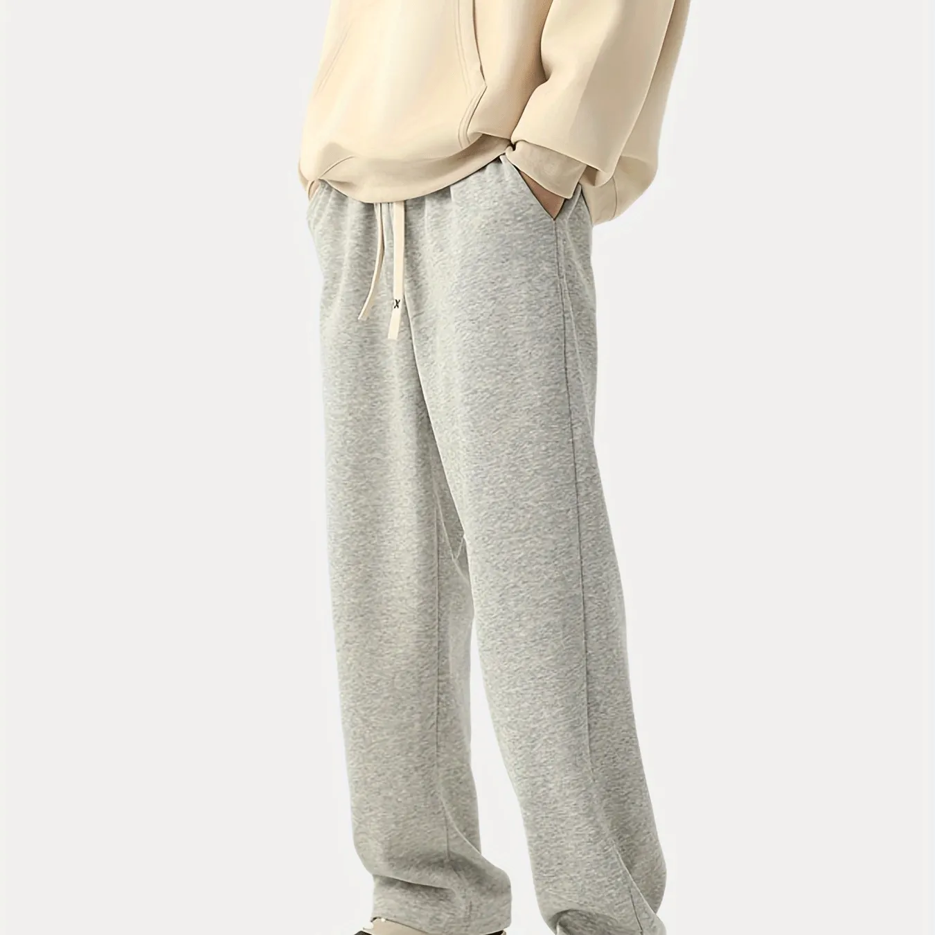 Maxct  Classic Design Solid Color Drawstring Sweatpants Men's Casual Slightly Stretch Pants For Spring Summer