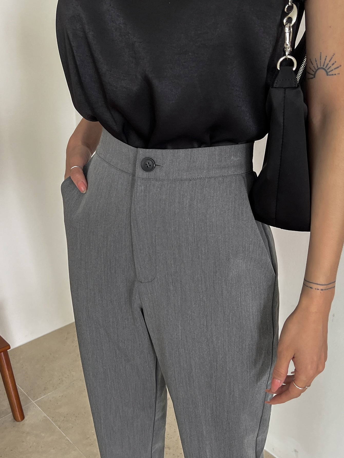 Maxct Solid High Waist Tailored Pants