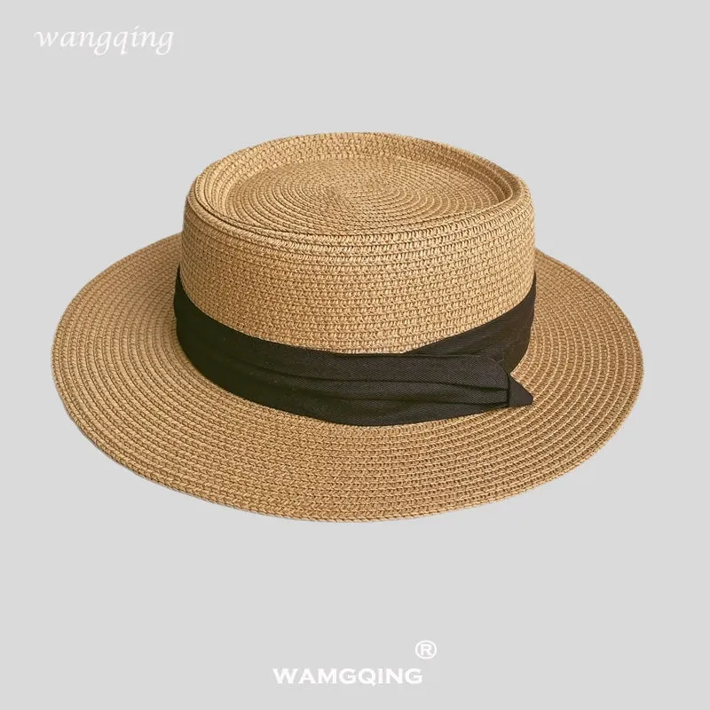 Maxct Internet Celebrity Ins Travel Wide Brim Flat Top Japanese Style Straw Hat