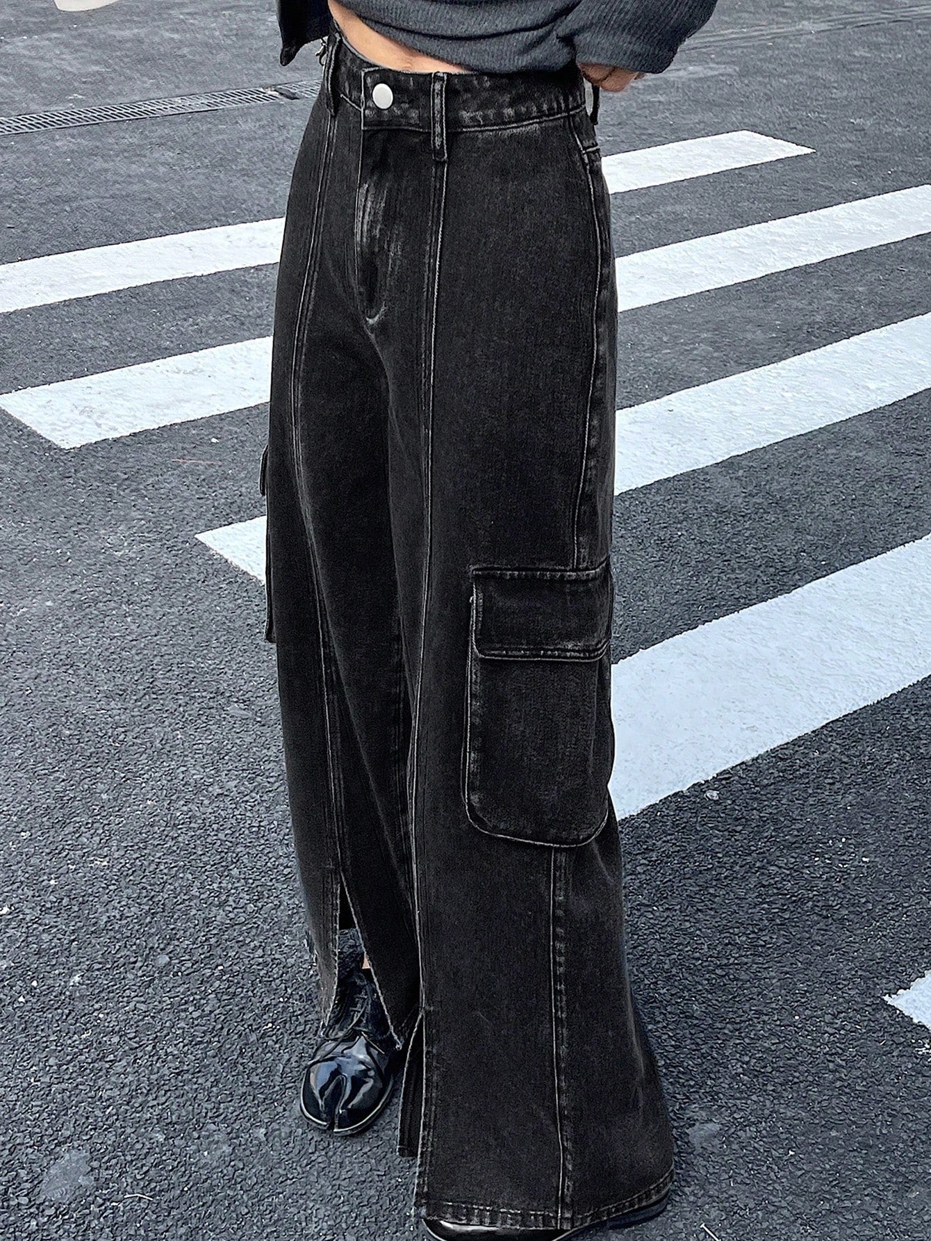 Maxct Women's Workwear Style Denim Pants With Pockets