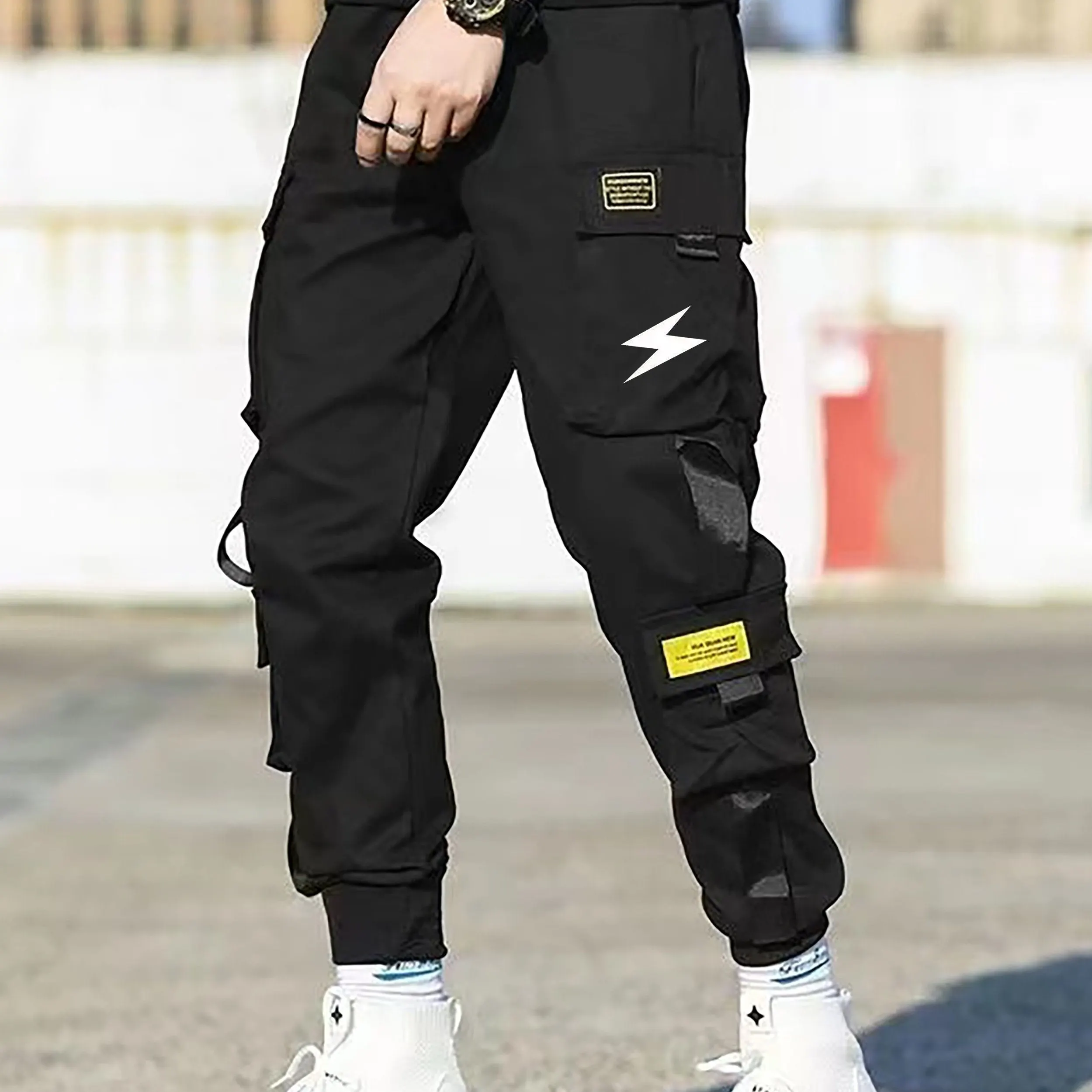 Maxct Classic Design Multi Flap Pockets Cargo Pants, Men's Casual Techwear Drawstring Cargo Pants Hip Hop Joggers For Autumn Summer Outdoor