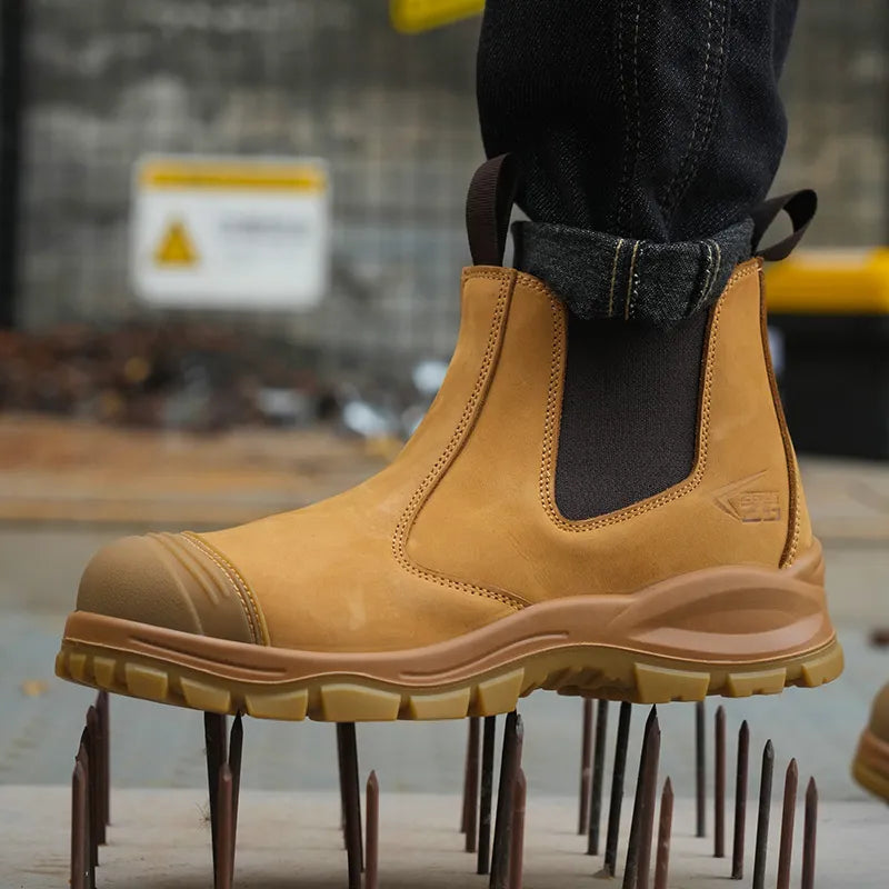Genuine Leather Work Safety Chelsea Boots for Men Maxct