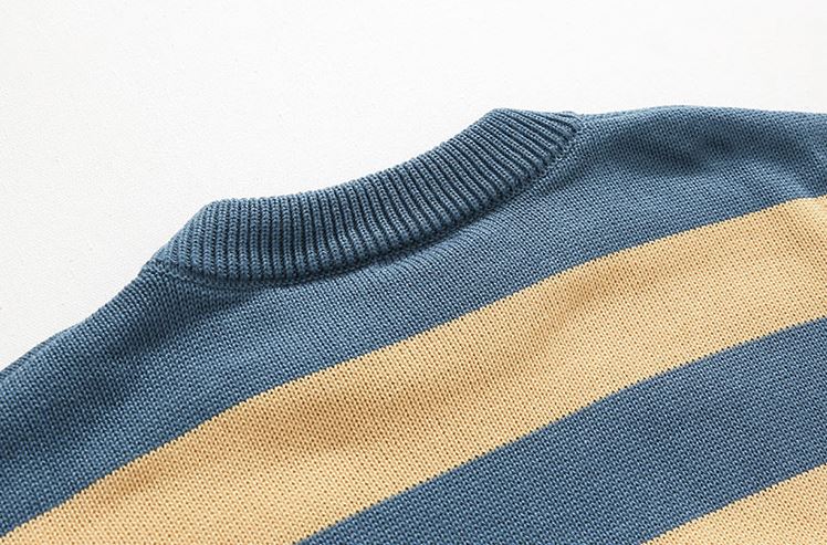 Maxct 5506 Knitted Striped Round Neck Sweater