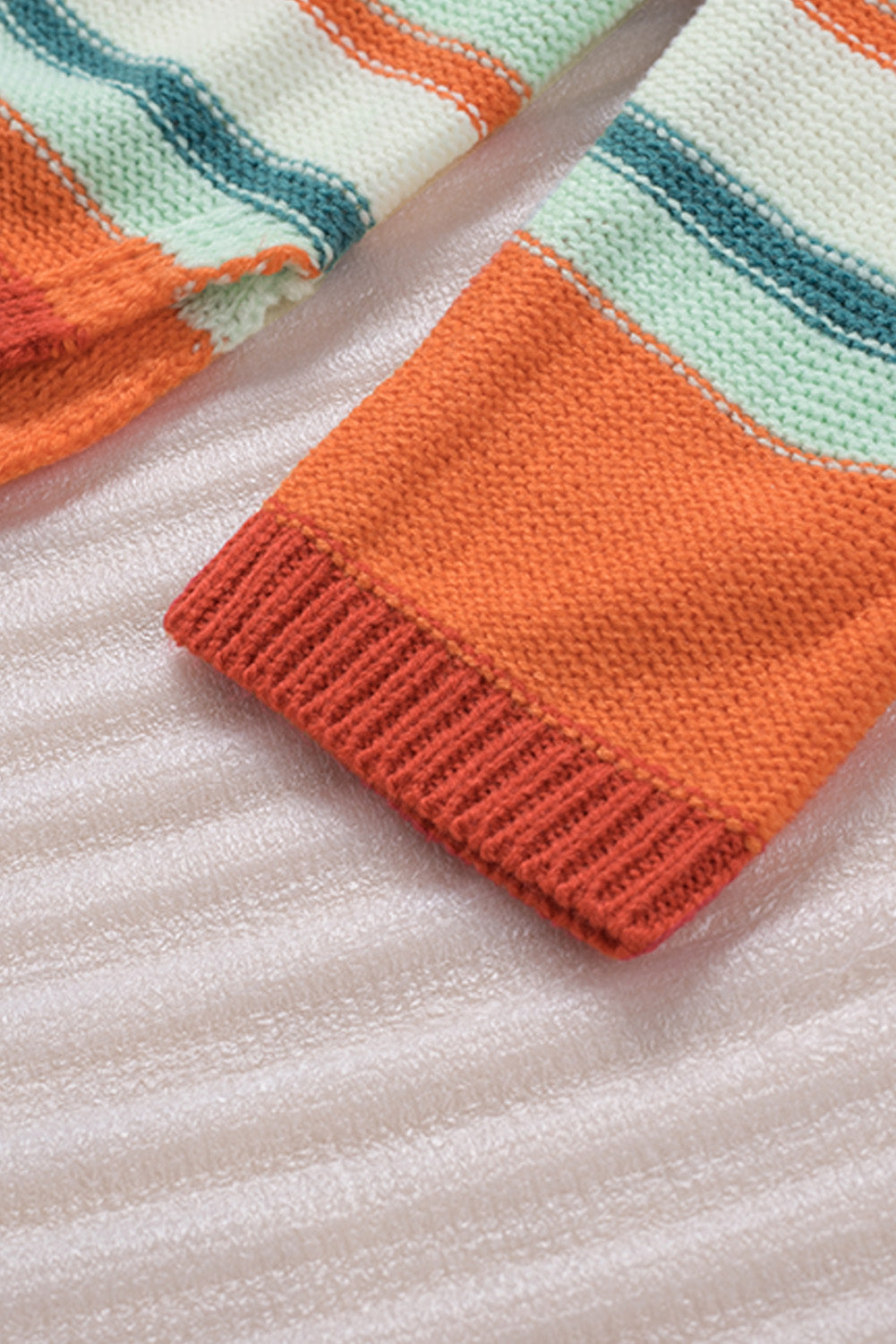 Maxct &Contrast Striped Turtleneck Dropped Shoulder Sweater
