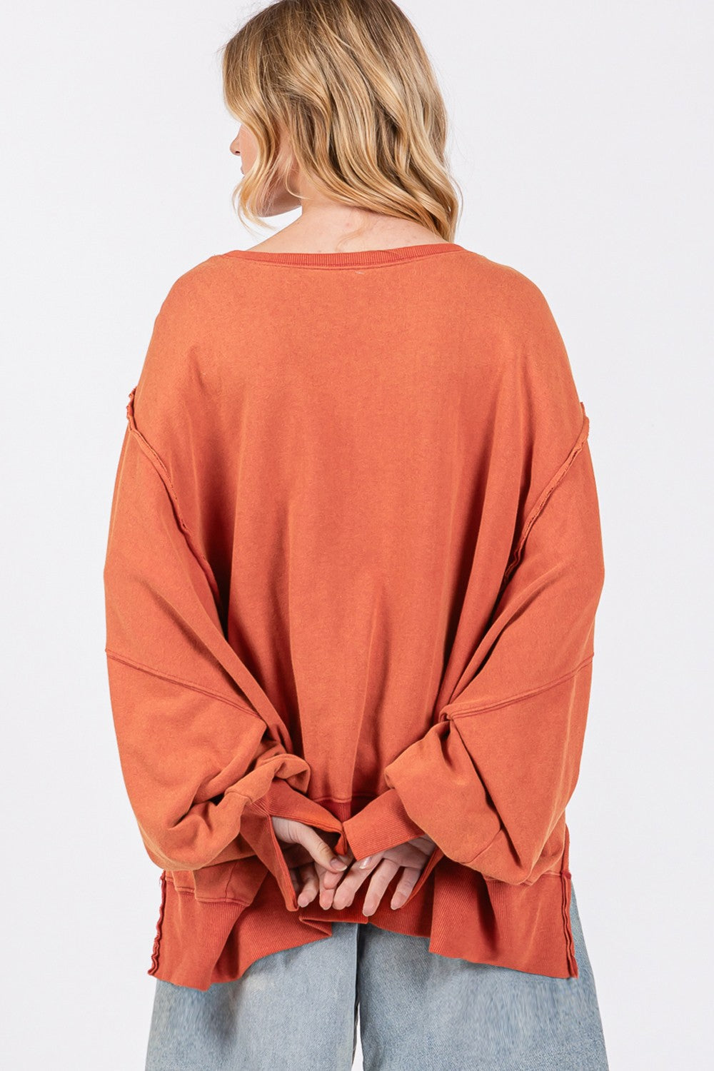 Maxct &SAGE + FIG Mineral Wash Side Slit Oversized Sweatshirt