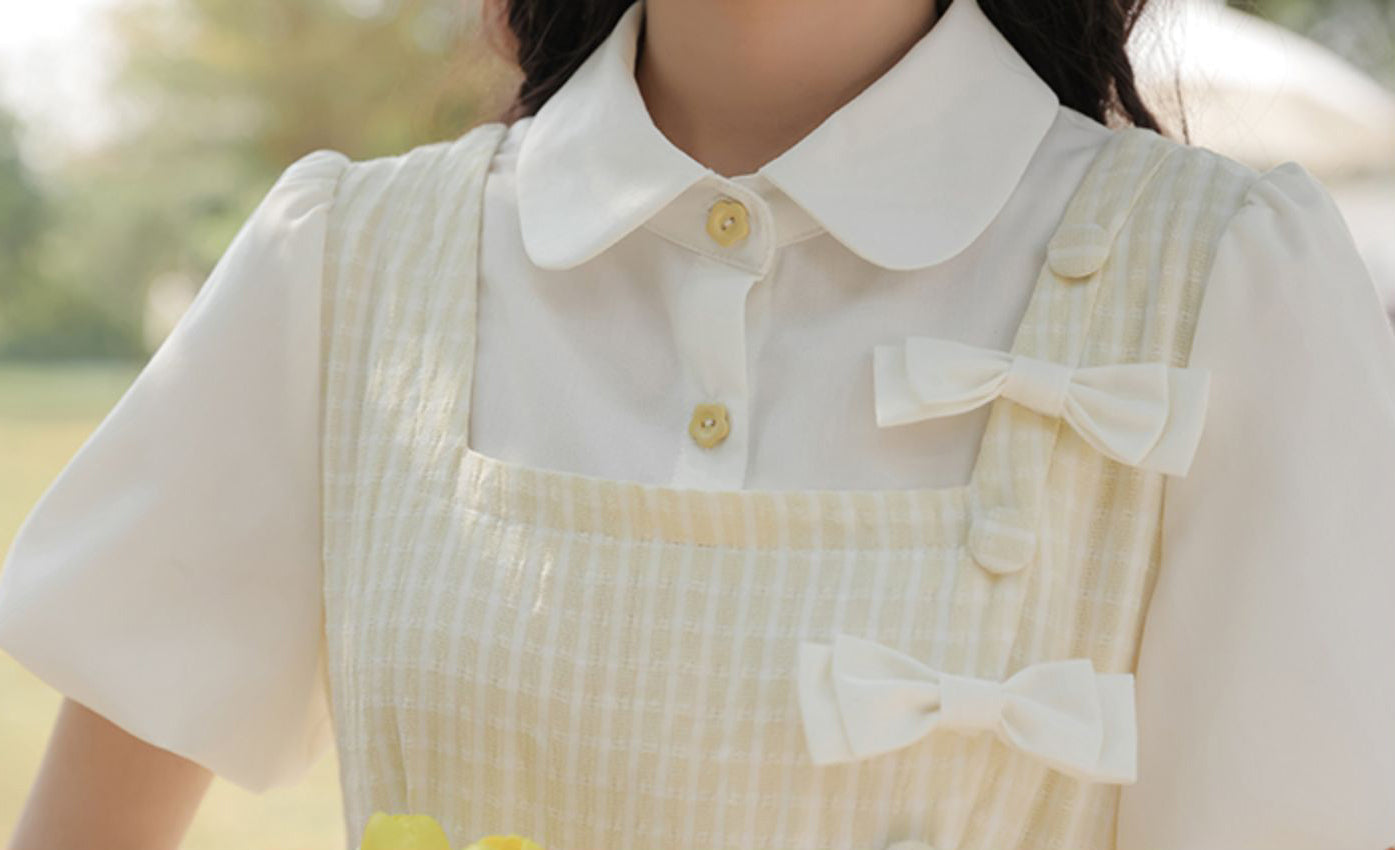 Gingham Bows Twofer Dress Maxct