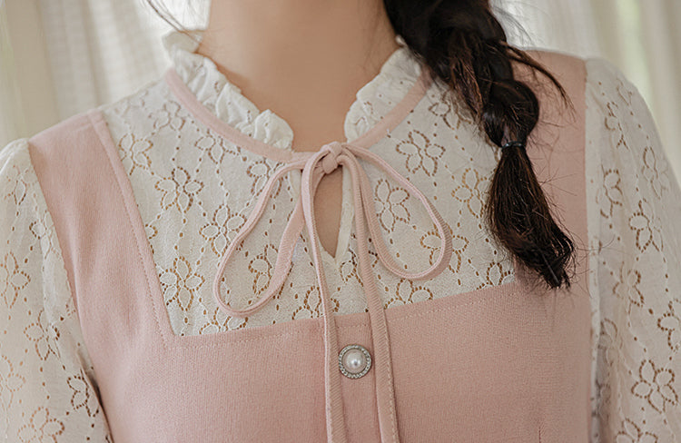 Floral Lace Twofer Midi Dress Maxct