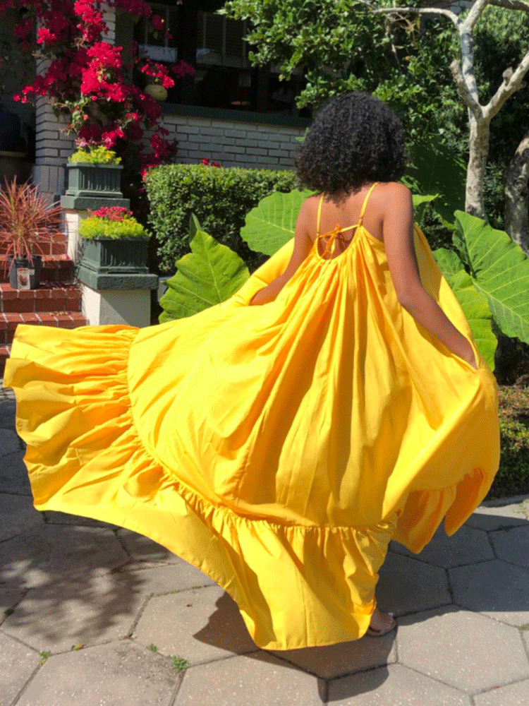 Spaghetti Strap Ruffle Maxi Dress Maxct
