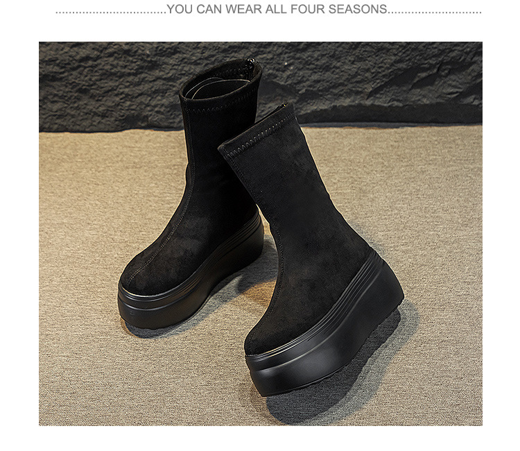 Women's 8cm Suede Leather Platform Boots - true deals club