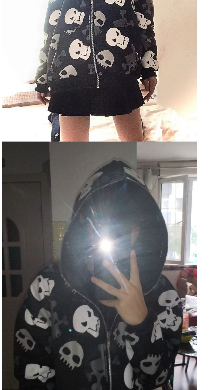 Skull Zip Up Hoodie - true deals club