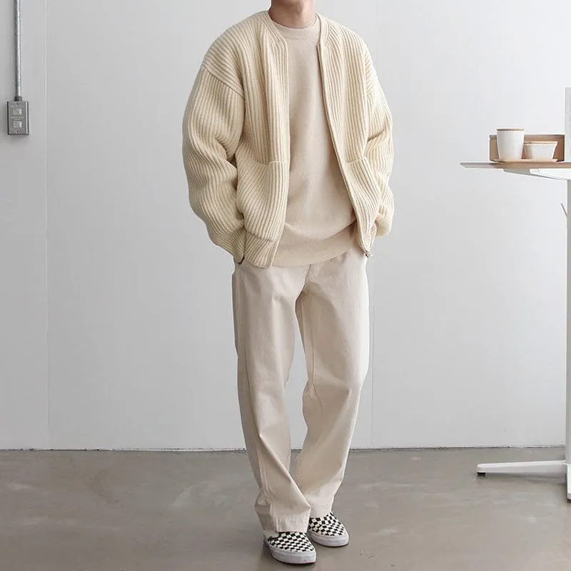 Maxct -  KNITTED ROUND-NECK CARDIGAN SWEATER