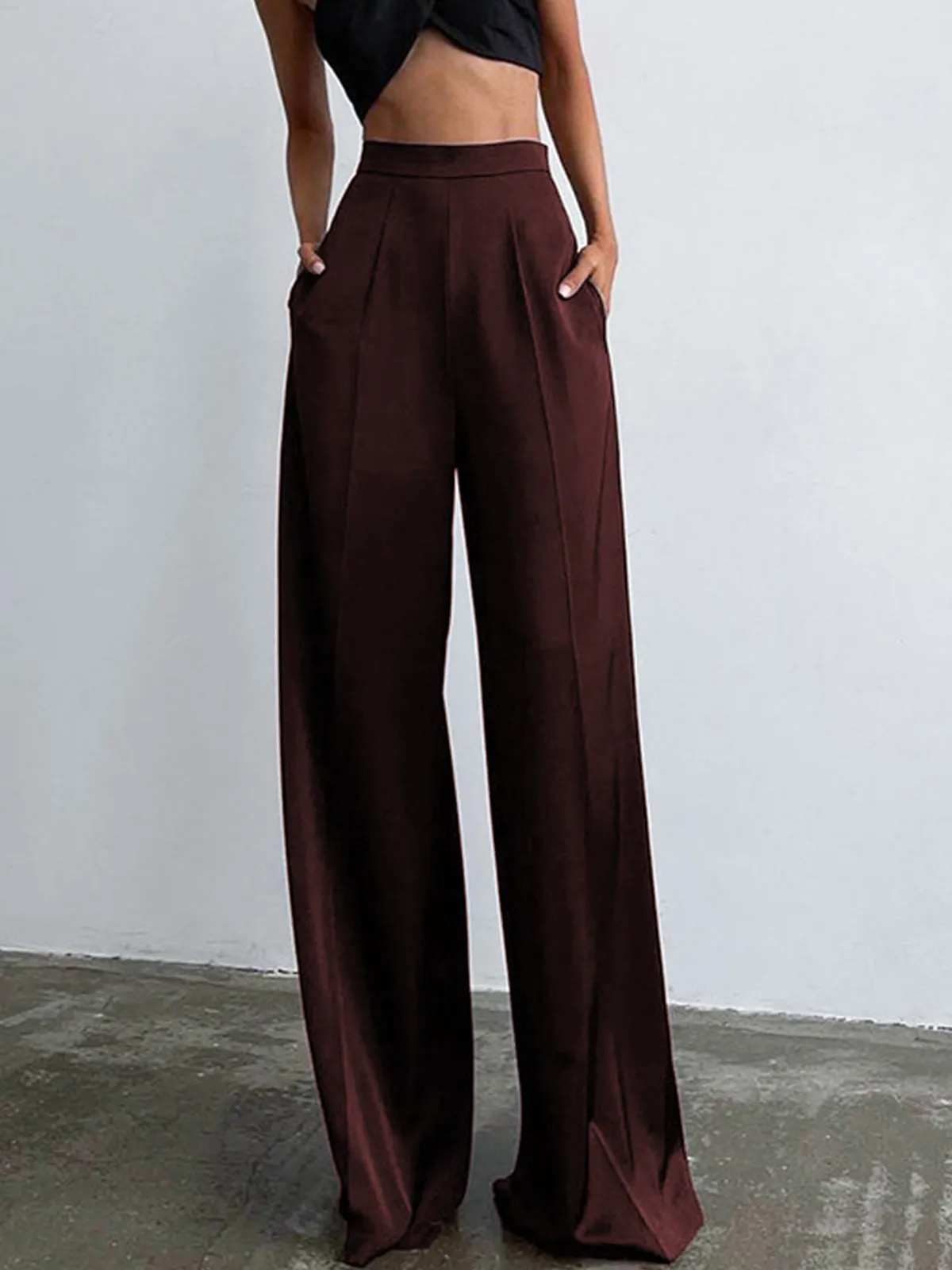 Maxct Oversized Satin Wide Leg Dress Pants
