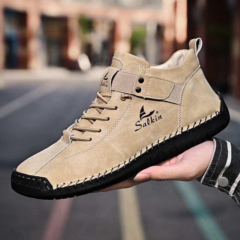 Handmade Design Sneakers Men's Casual Leather Ankle Boots