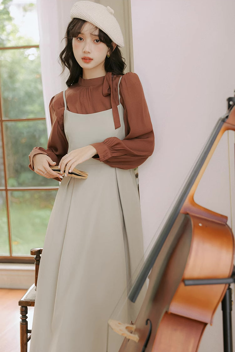 Bow Back Cami Dress & Blouse Set Maxct