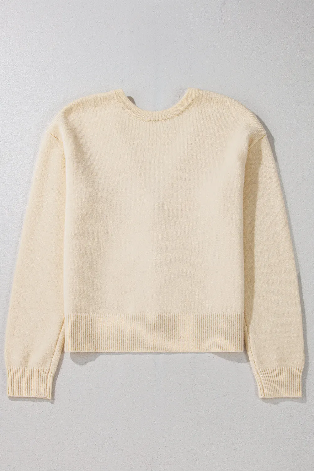 Maxct &Bowknot Front V Neck Long Sleeve Cardigan