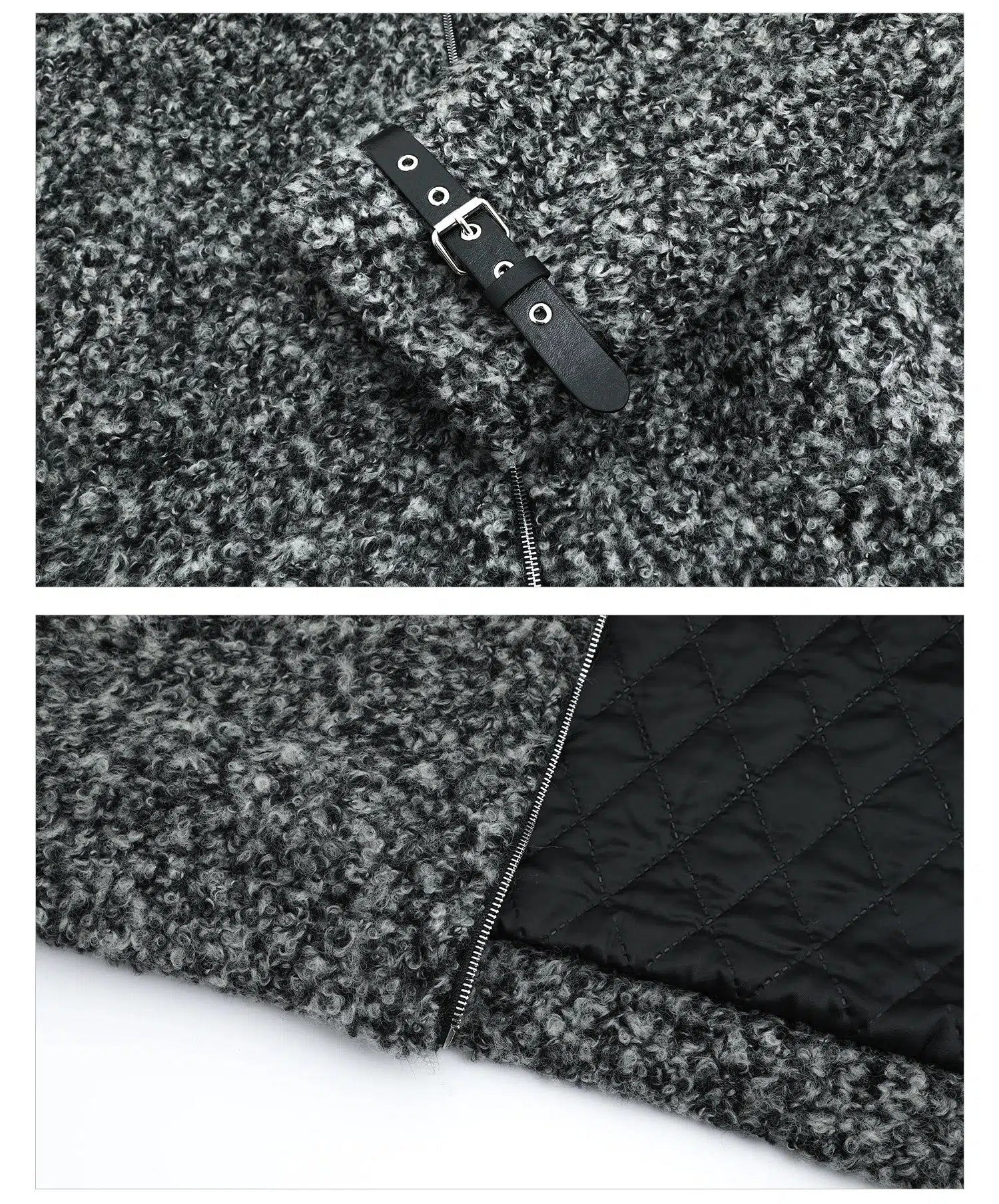 Maxct Belt Buckle Zipper Woolen Jacket