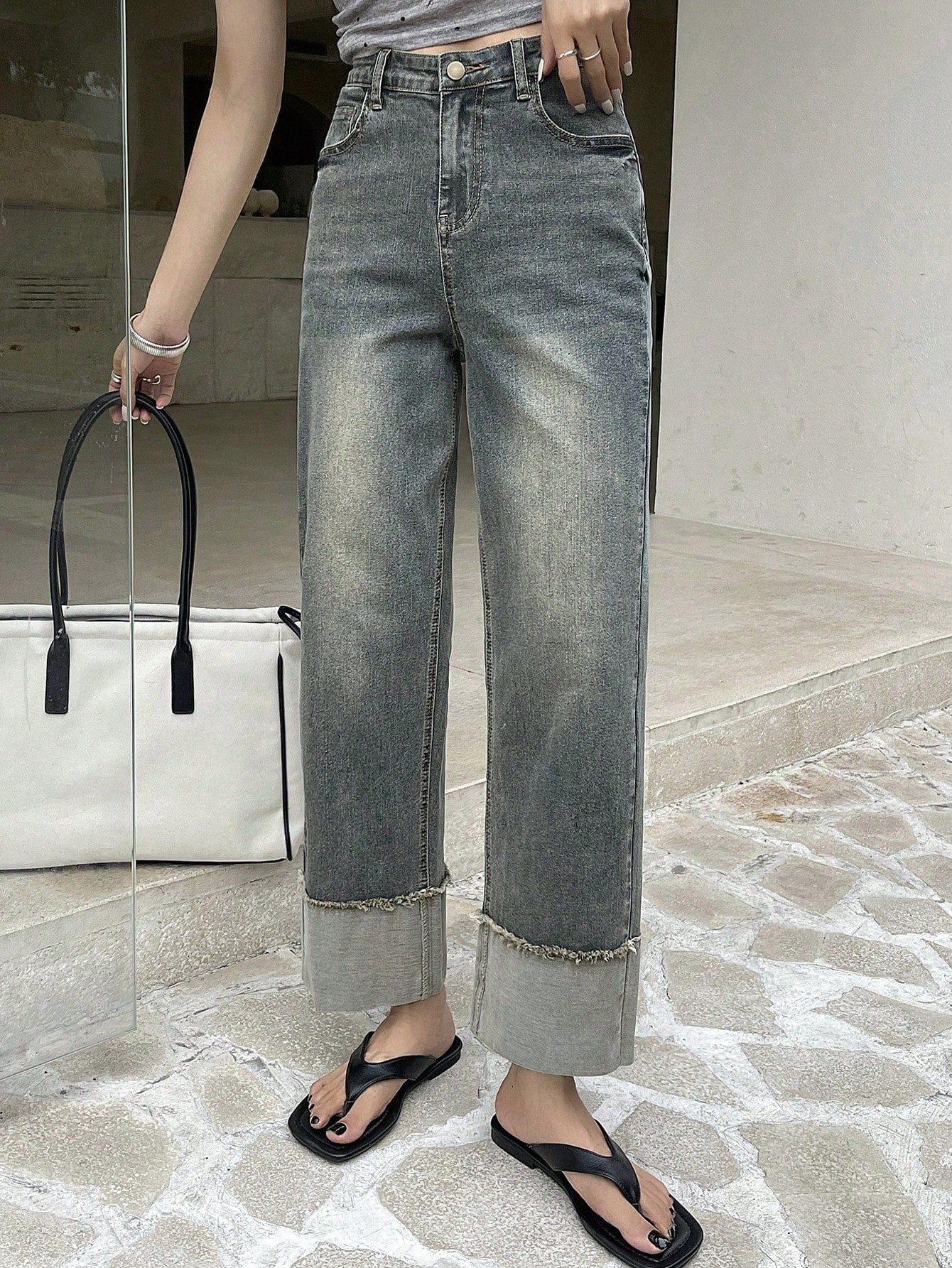Maxct Women Loose-Fit Straight-Leg Denim Pants With Pockets For Daily Casual Wear