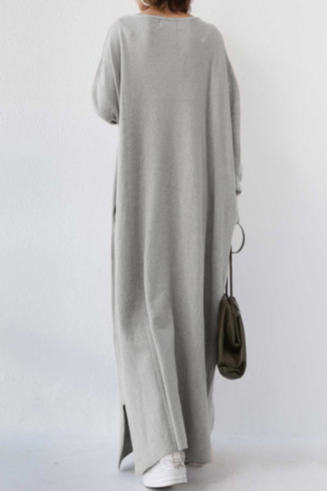 Maxct V Neck Slit Hem Sweatshirt Dress