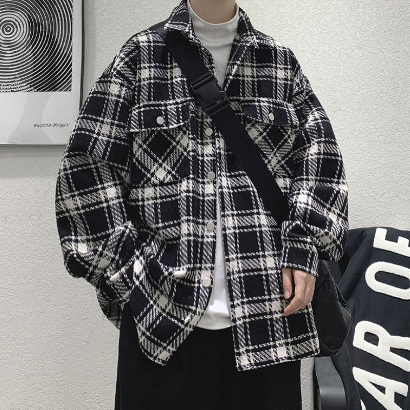Retro Plaid Long-sleeved Shirt Maxct