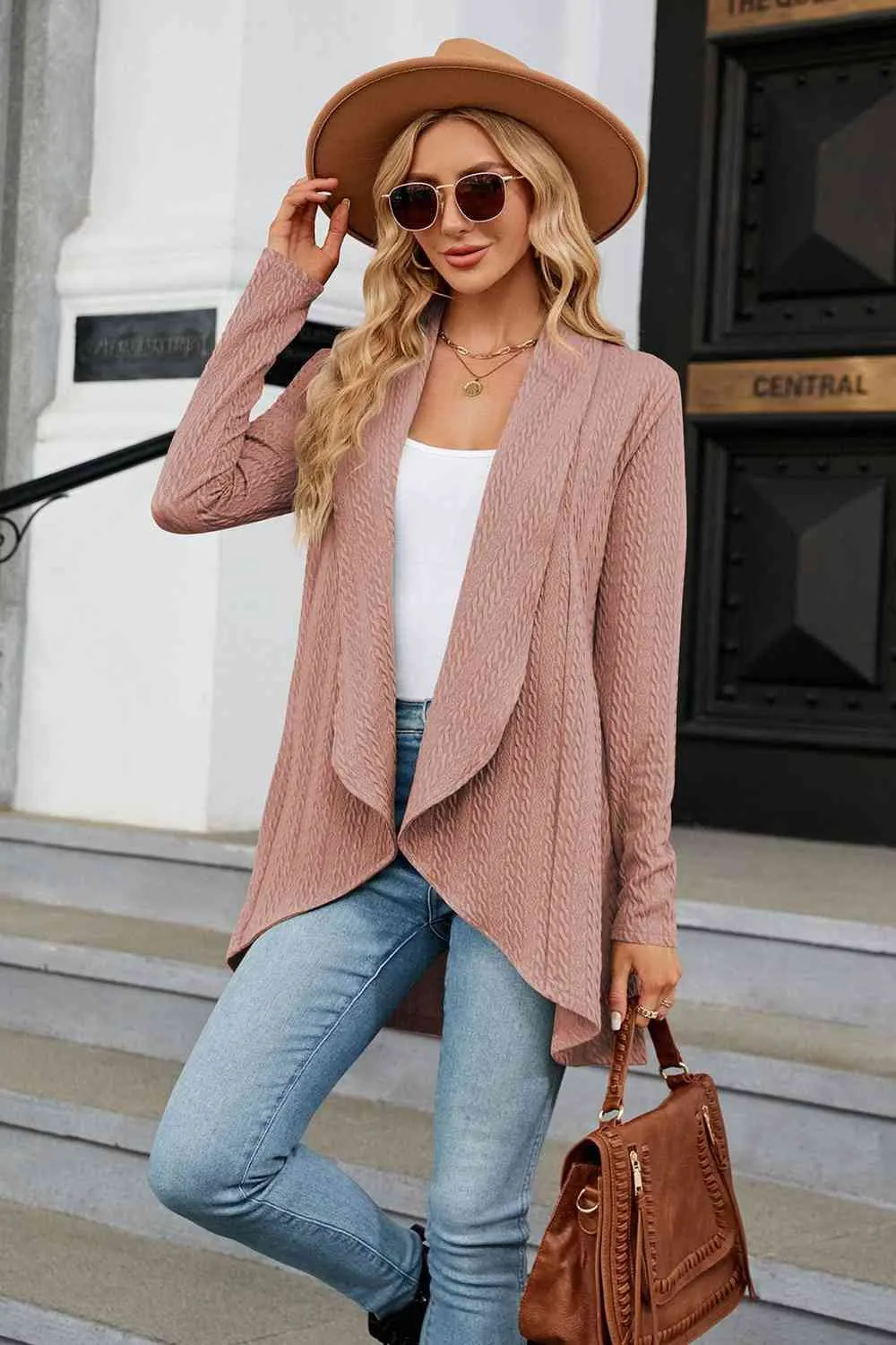 Maxct &Open Front Long Sleeve Cardigan