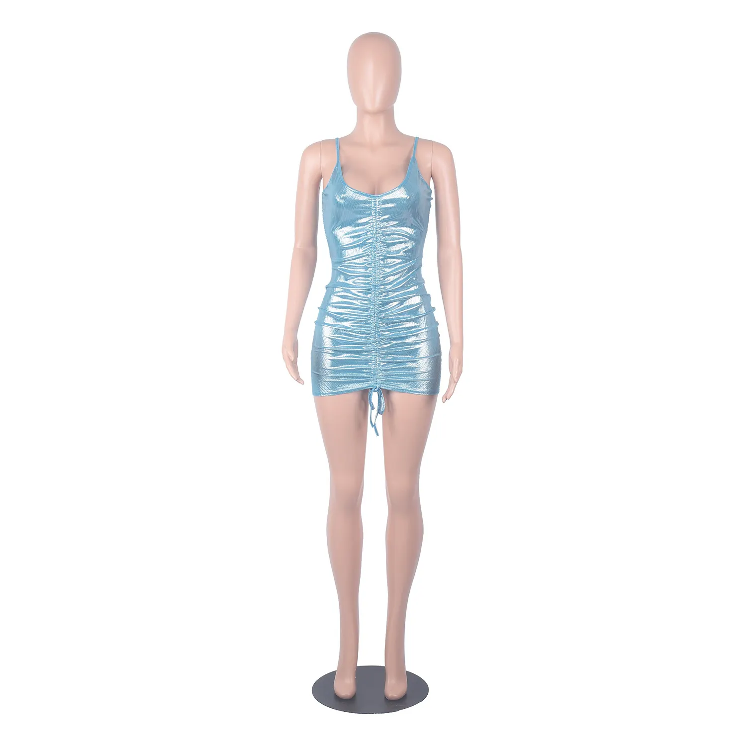 Parity Drawstring Bodycon Mini Dress Sexy Young Little Chap Spaghetti Strap Sweet High Waist Vestidos For Female Summer