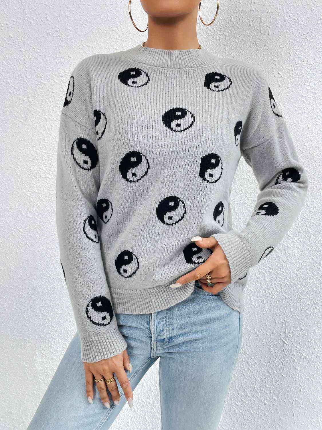 Maxct &Patterned Drop Shoulder Sweater