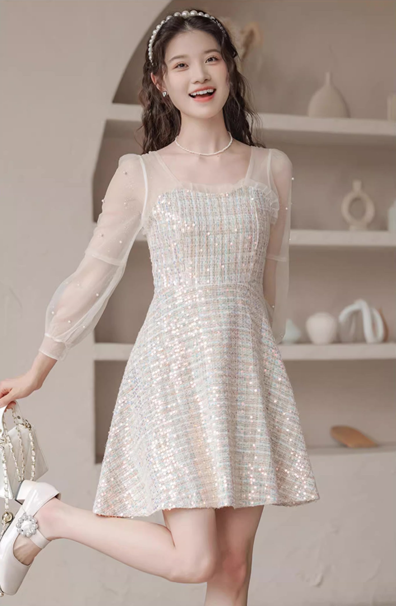 Daytime Sequin Tweed Mini Dress Maxct