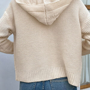 Cable-Knit Dropped Shoulder Hooded Cardigan