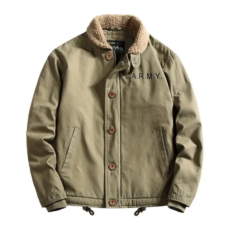 Maxct &Men's Fleece & Cashmere Lined ARMY Bomber Jacket