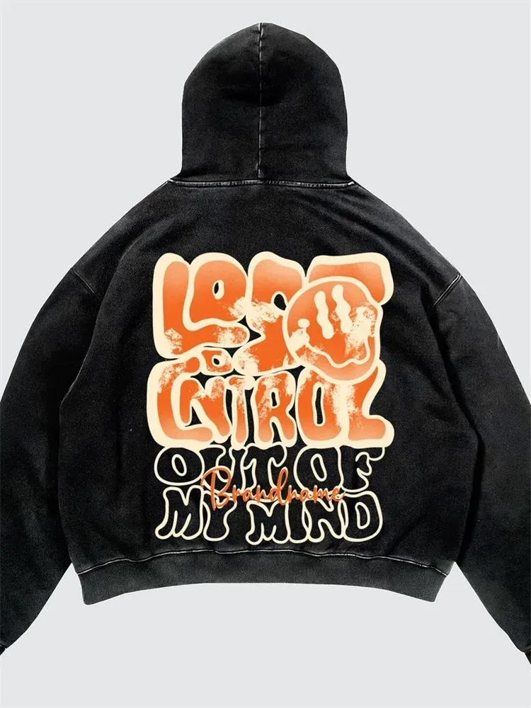 Maxct Y2k Women's Clothing Washed Hoodies Sweatshirt Pullover Long Sleeved Tops Oversize Streetwear Vintage Printed Pattern Clothing