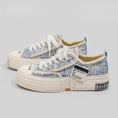Low Top Canvas Platform Sneakers for Teen Girl's Maxct